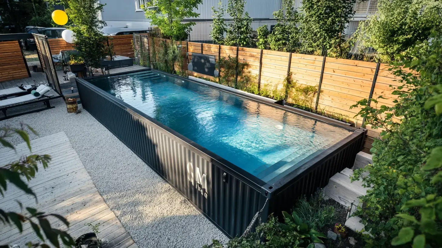 Second view of a custom container swimming pool