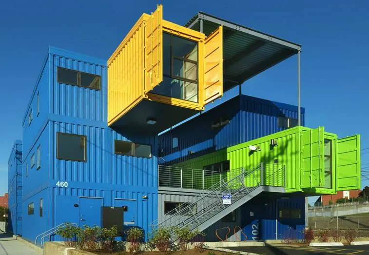 Custom-fabricated shipping container by Sams On Site with bespoke modifications