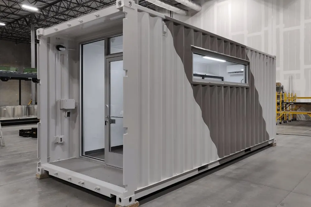 Custom container security shack with windows
